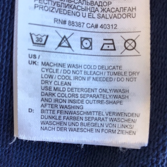 Adidas navy cropped pullover hoodie, white stripes - Picture 6 of 7